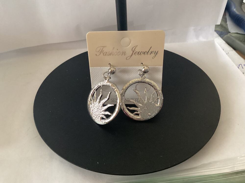 4111 Celestial Chant - Silver and Crystal Sun Earrings